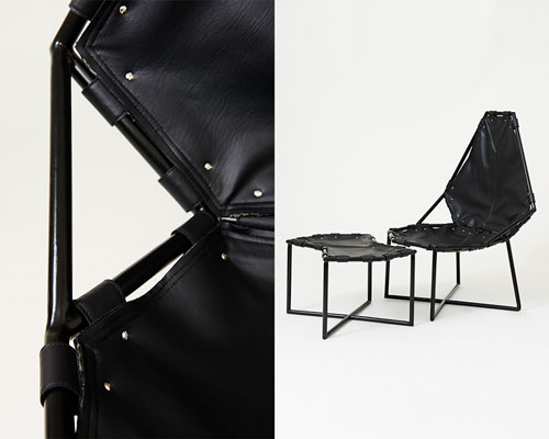 Single 135° Chair Front View + Detail Legs