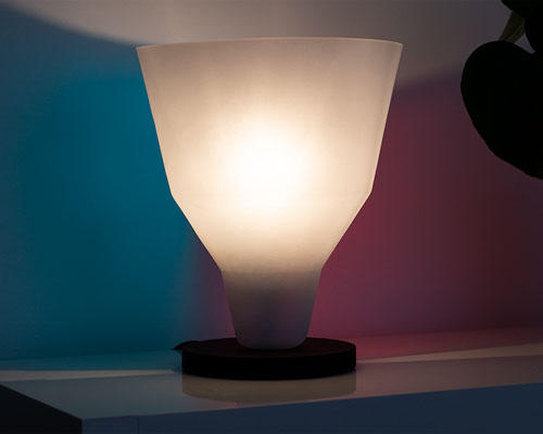 Orbite Lamp Illuminated blue and red